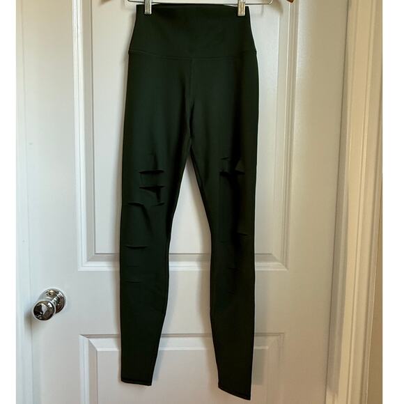 Alo Yoga Womens Warrior Leggings Green Size XS Extra Small Gym Workout Y… - Picture 5 of 9